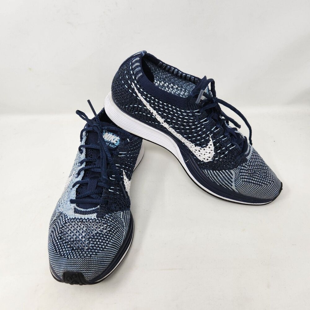 Nike Flyknit Racer Blue Tint Obsidian White Mens 6 Women's 7.5 (862713-401) Shoe